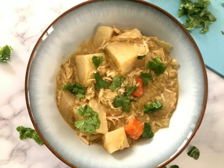 mexican style chicken stew in a bowl.